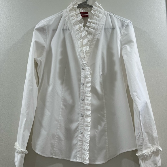 Talbots White Ruffled Blouse - Picture 2 of 8